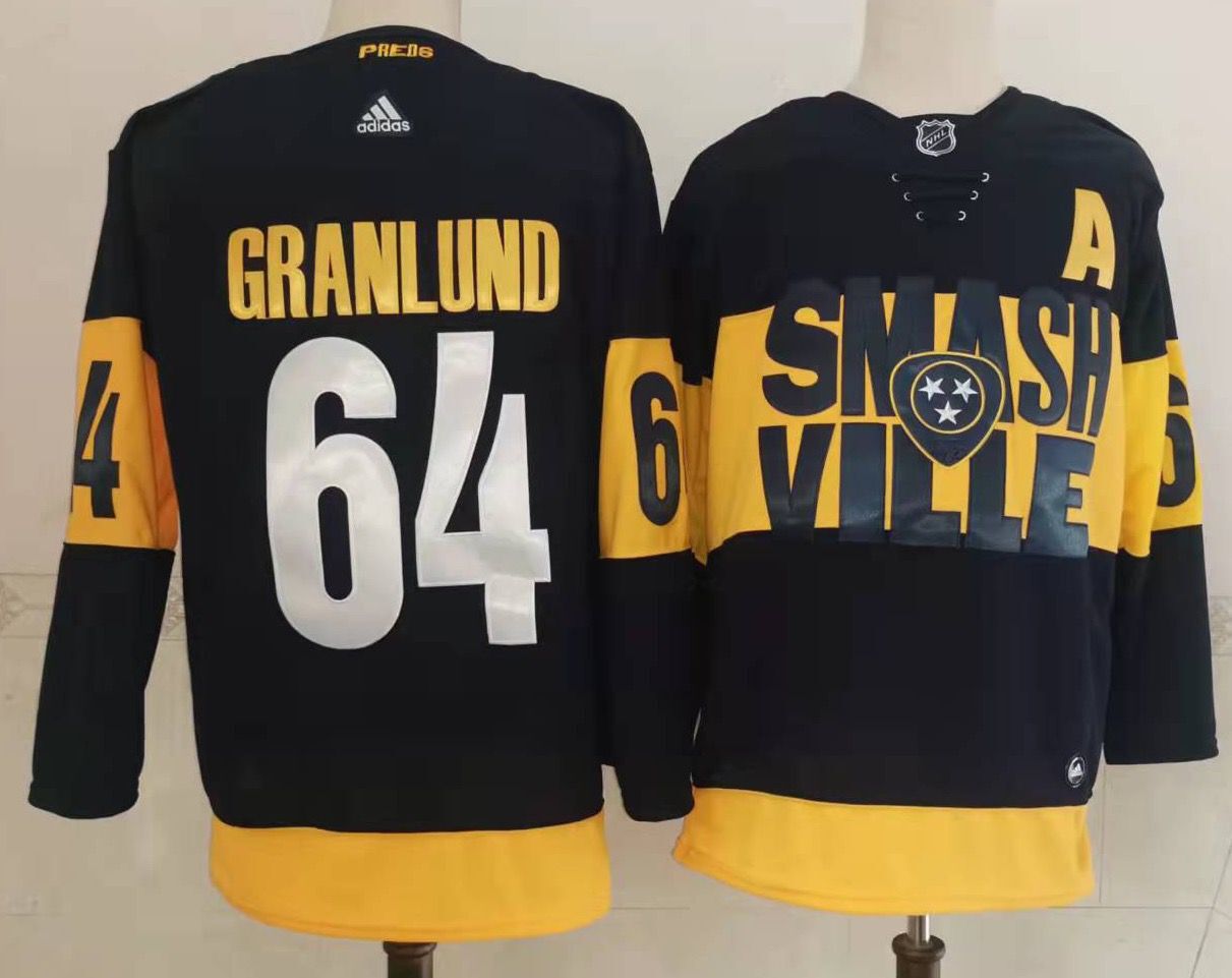 Men Nashville Predators #64 Granlund Black New 2022 Adidas NHL Jersey